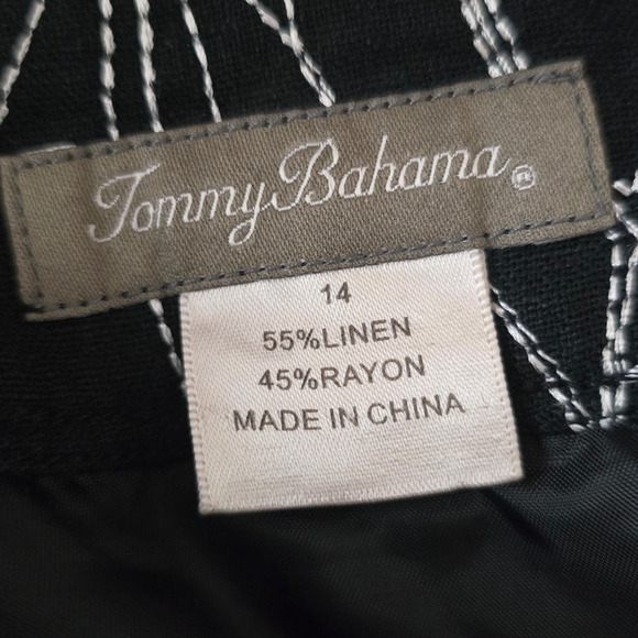 Tommy Bahama Black Palm Leaf Linen Blend Women's Skirt 14 - Picture 3 of 3